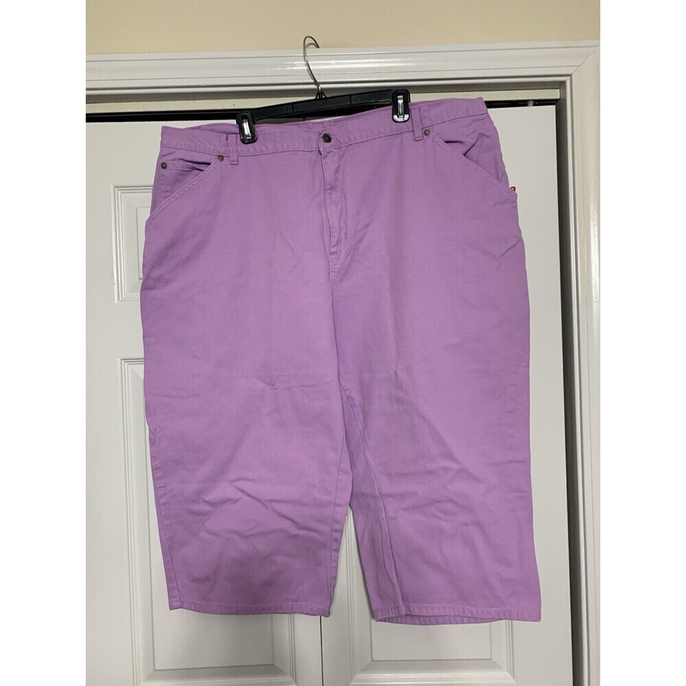 Vintage Mainstreet Blues Lavender Denim Carpenter Capri Jeans Pants Plus Sz 28W